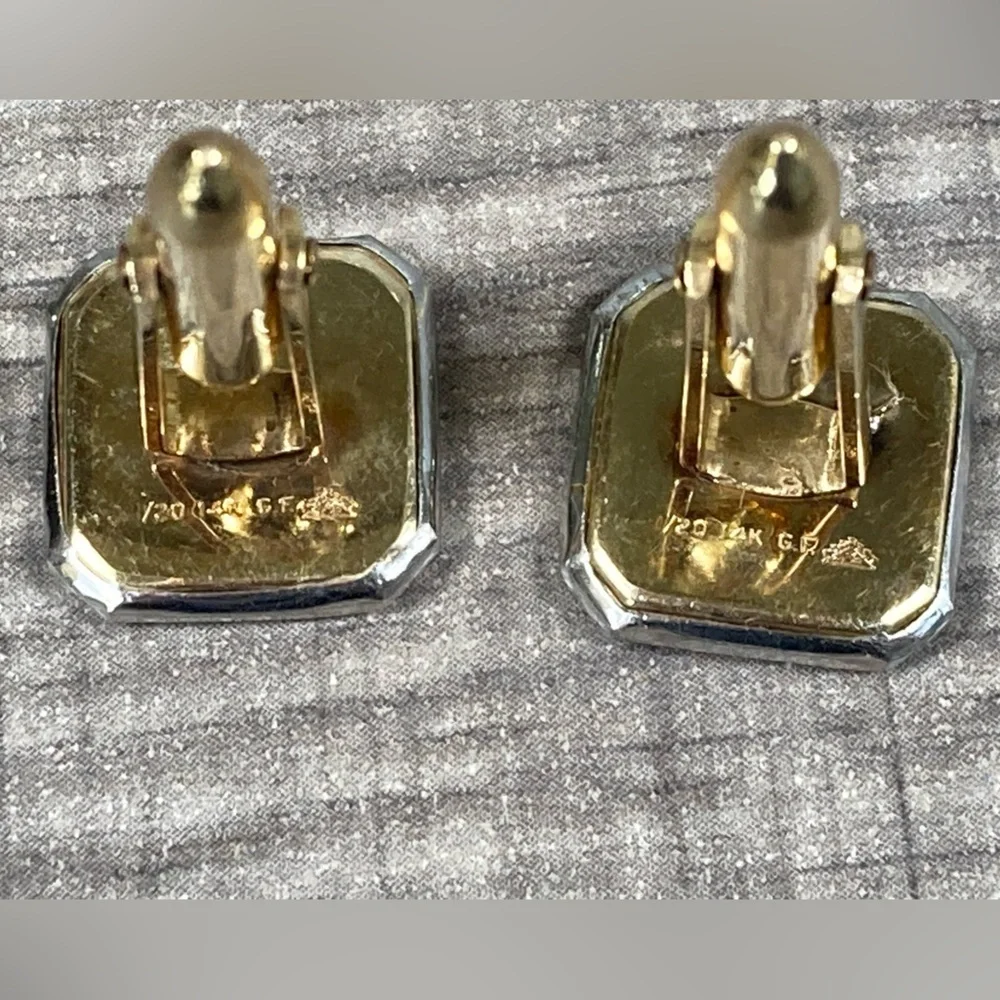 Vintage Abalone 1/20 14K Gold Filled Cuff Links Signed Correct